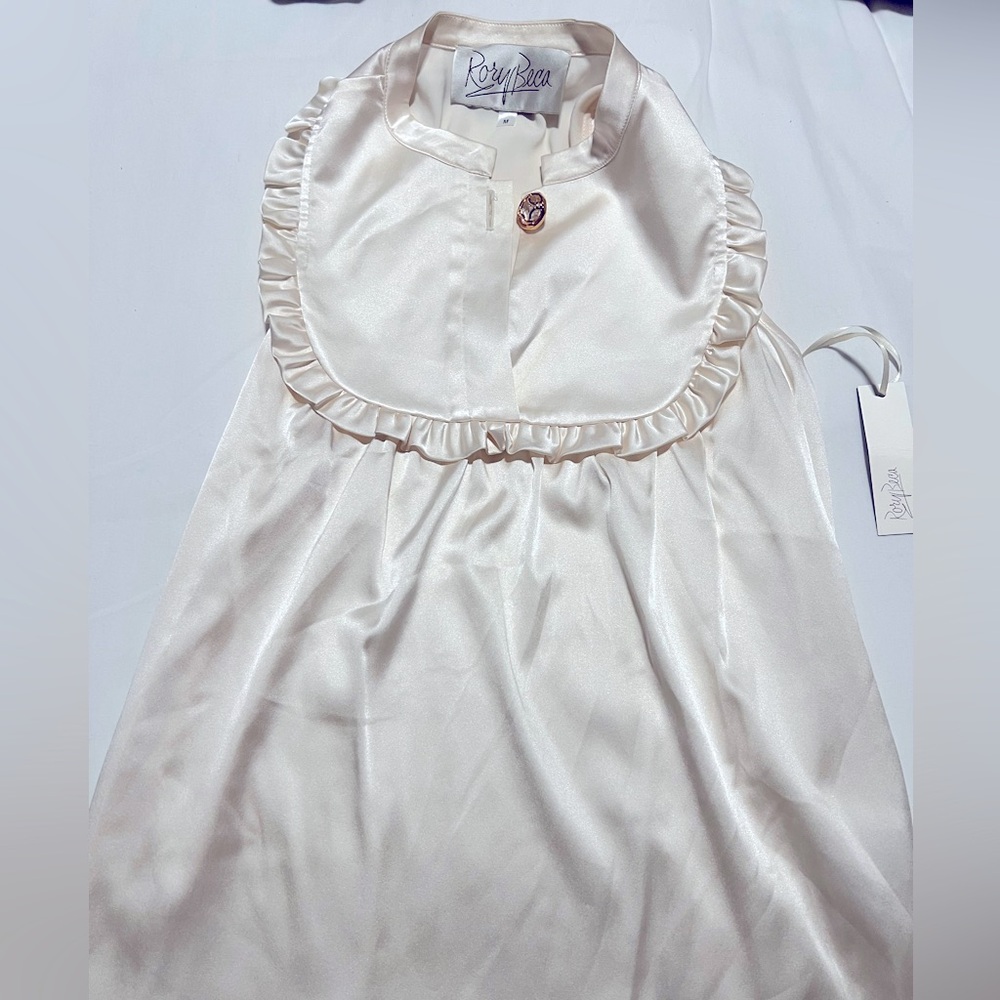 Cream silk button front blouse